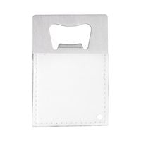 Otwieracz do butelek 5,5 x 8,5 cm ze stali i skóry do sublimacji - biały