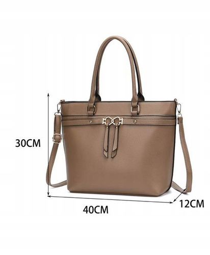 Erick Style - duża klasyczna torebka shopper zielony khaki mat A0305 na Arena.pl