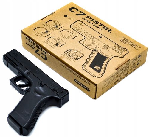 PISTOLET NA KULKI PLASTIKOWE GLOCK C7 METALOWY CZARNY GRATIS 500 KULEK na Arena.pl
