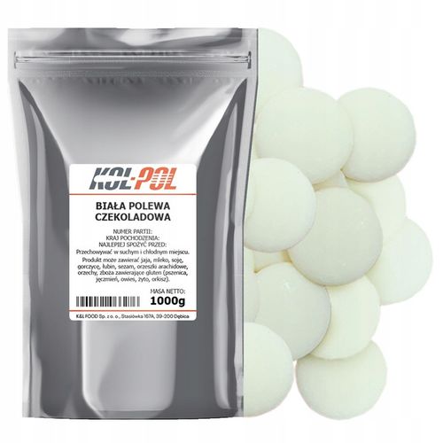 POLEWA CZEKOLADOWA BIAŁA 1kg Do rozpuszczania Krążki do deserów Kol-Pol na Arena.pl