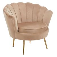 fotel krzesło welurowe cappuccino duży muszelka furnitex złote nogi