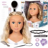 ZESTAW DUŻA GŁOWA DO STYLIZACJI CZESANIA WŁOSÓW FRYZUR BLOND + AKCESORIA