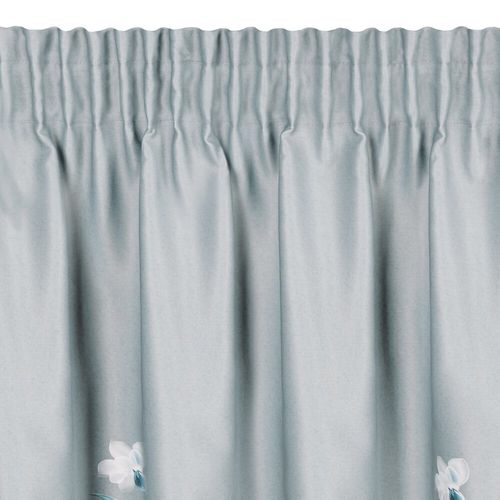 Zasłona gotowa na taśmie NILA 140x270 srebrna błękitna białe kwiaty na Arena.pl