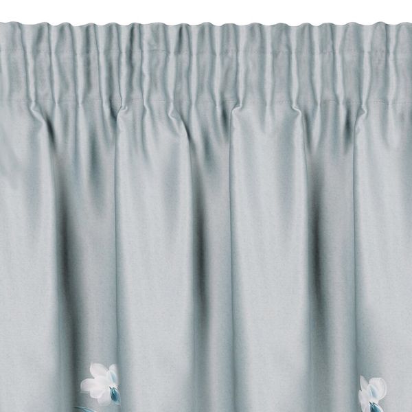 Zasłona gotowa na taśmie NILA 140x270 srebrna błękitna białe kwiaty zdjęcie 4