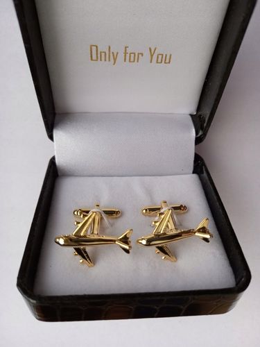 Złote spinki do mankietów Samolot Boeing 737 Lot na Arena.pl