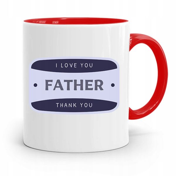 Kubek Czerwony Dla Taty Ojca Father Thank You Z Nadrukiem Ze Zdjęciem zdjęcie 1