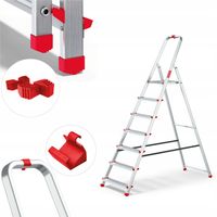 Drabina aluminiowa domowa 7 stopniowa składana BAULICH hak i stopki GRATIS!