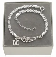 Srebrna szeroka bransoletka skrzydło anioła wings i LITERKA PUDEŁKO 925