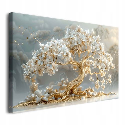 Elegancki Obraz na płótnie do salonu Złote drzewko szczęścia Glamour na Arena.pl