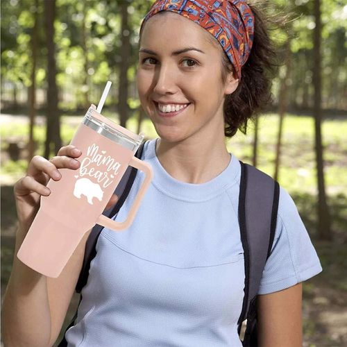 Kubek termiczny duży z uchytem 1200ml Różowy na Arena.pl