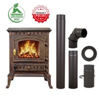 PIEC ŻELIWNY PIECYK KOZA KOMINEK ATENA 9KW + AKCESORIA KOMINKOWE