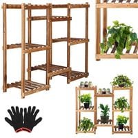 Kwietnik drewniany 70 cm stojak na kwiaty z 8 półkami drewniany postarzany