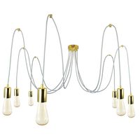 Lampa Wisząca Pająk 7 Złoty Mosiądz Z Przewodem Jasno Szarym E27