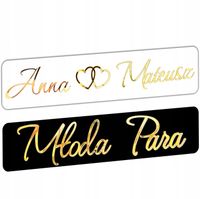 Tablice samochodowe ślubne wesele ZŁOTE NAPISY