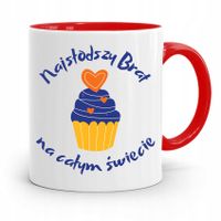 Kubek Czerwony Prezent Dla Brata Najsłodszy Brat Z Nadrukiem Ze Zdjęciem