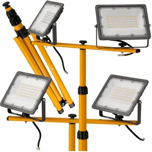 2x Halogen LED Naświetlacz Reflektor 50W IP65 PREMIUM + Statyw Budowlany zdjęcie 1