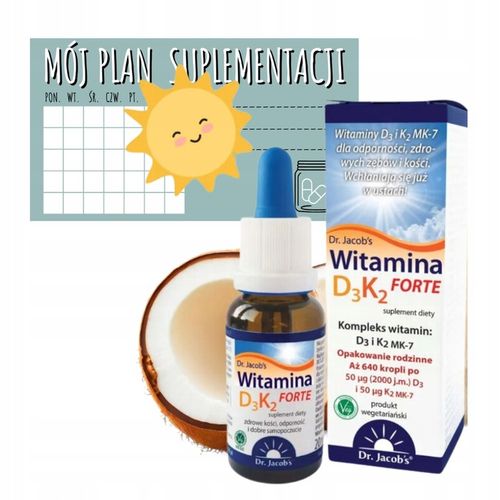 Witamina D3K2 Forte 20ml 2000 j.m. Dr. Jacob's + GRATIS Naklejka z planem! na Arena.pl