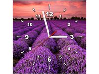 30X30CM ZEGAR OSZAŁAMIAJĄCY KRAJOBRAZ LAWENDĄ OBRAZ DREWNO