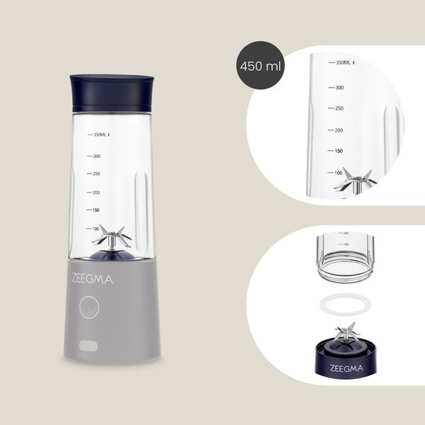 BLENDER BEZPRZEWODOWY KIELICHOWY 450ml 300W GRANATOWY zabierz ze sobą! zdjęcie 10