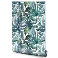 Tapeta W Rolce Do Salonu Rośliny LIŚCIE Tropikalne MONSTERA Akwarela