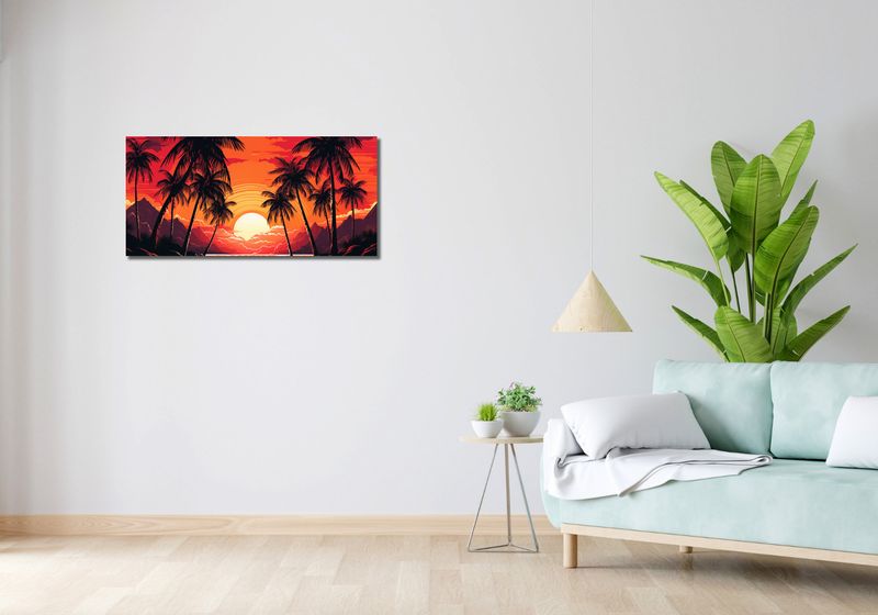 Obraz 90x40cm Palmy Przy Lagunie zdjęcie 2