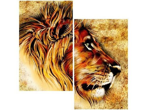 60X60CM DOSTOJNY LEW DWU OBRAZ ŚCIAN na Arena.pl
