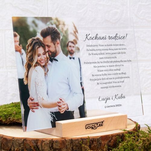 Podziękowanie prezent dla rodziców na ślub Wasze zdjęcie na szkle w 1 dzień na Arena.pl