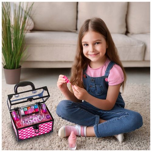 KUFEREK KOSMETYCZKA DLA DZIEWCZYNKI CIENIE LAKIERY TIPSY SZMINKA +BIŻUTERIA na Arena.pl
