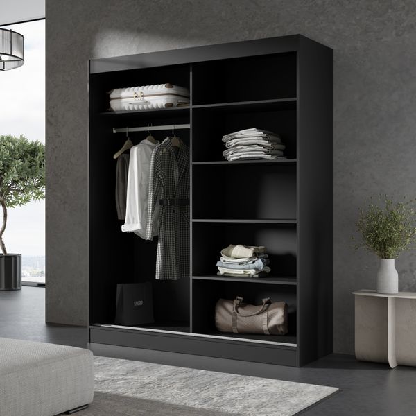 Szafa przesuwna Como 2D 150 Czarna (lacobel) zdjęcie 3