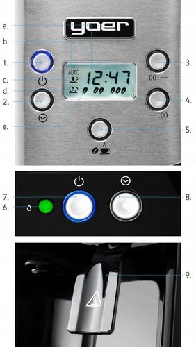 Ekspres przelewowy kawy 2w1 Yoer 1900W +Dystrybutor wody na herbatę +Timer na Arena.pl