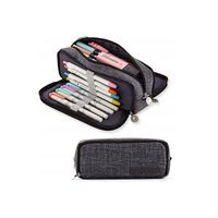 Duży Piórnik Wielofunkcyjny Saszetka Trzykomorowy Grafit Pr04Cz