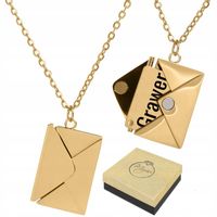 Złoty Naszyjnik Koperta z Grawerem Prezent na Walentynki Dla Dziewczyny
