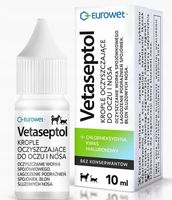 Eurowet VETASEPTOL 10 ml Krople do oczu i Nosa dla Psów i Kotów