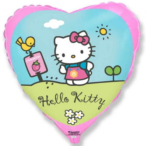 Balon foliowy 45cm - Hello Kitty w ogródku zdjęcie 1