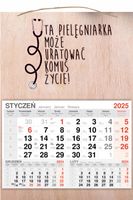 KALENDARZ 2025 jednodzielny DREWNIANY prezent dla pielęgniarki TWÓJ TEKST