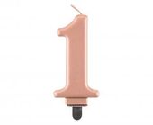 świeczka b&c cyferka 1 metalik różowo-złota 8,0 cm pf-scrz1