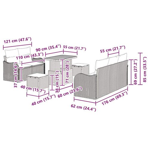 Zestaw Sof na Ogród 8 pcs Beżowy polirattan na Arena.pl