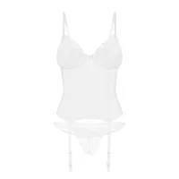 obsessive alissium komplet biały gorset+stringi m/l z koronką