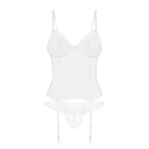 obsessive alissium komplet biały gorset+stringi m/l z koronką na Arena.pl