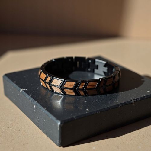 Męska bransoleta ze stali nierdzewnej i naturalnego drewna na Arena.pl