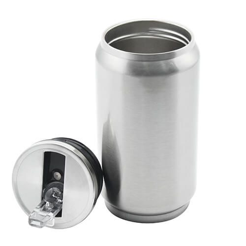 Bidon - puszka na napoje 300 ml ze słomką do sublimacji - srebrny na Arena.pl