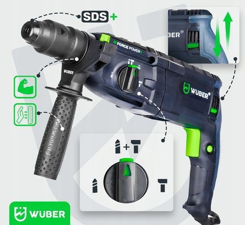 MŁOTOWIERTARKA UDAROWA 4000BPM 4J WIERTARKA 2500W 230V SDS+SAMOZACISK na Arena.pl