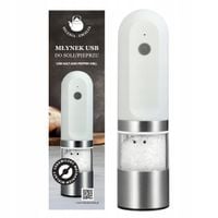 Młynek do pieprzu do soli przypraw ceramiczny elektryczny USB biały