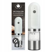 Młynek do pieprzu do soli przypraw ceramiczny elektryczny USB biały