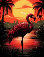 Plakat 50x65cm Flaming nad Wodą