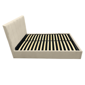 Łóżko tapicerowane 140x200 Vertica pojemnik stelaż wysoki zagłówek krem