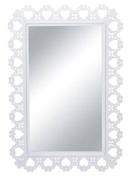 Lustro metalowe z sercami białe zdjęcie 1