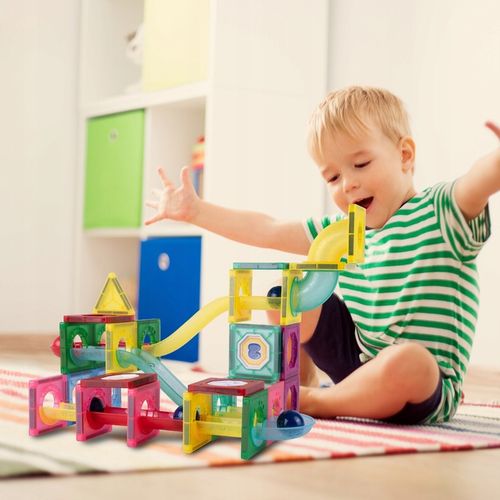 KLOCKI MAGNETYCZNE KONSTRUKCYJNE ŚWIECĄCY TOR KULKOWY ZJEŻDZALNIA 3D na Arena.pl