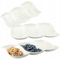 PÓŁMISEK PORCELANOWY TRÓJDZIELNY NA SOSY PRZEKĄSKI SŁODYCZE OWOCE 28X17CM