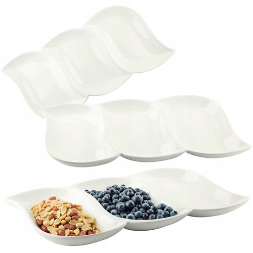 PÓŁMISEK PORCELANOWY TRÓJDZIELNY NA SOSY PRZEKĄSKI SŁODYCZE OWOCE 28X17CM na Arena.pl